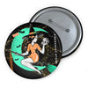 Witch Flying Broom - Orange and Green Stars Magic - Dracula Pin Badge - Fall Halloween 2026