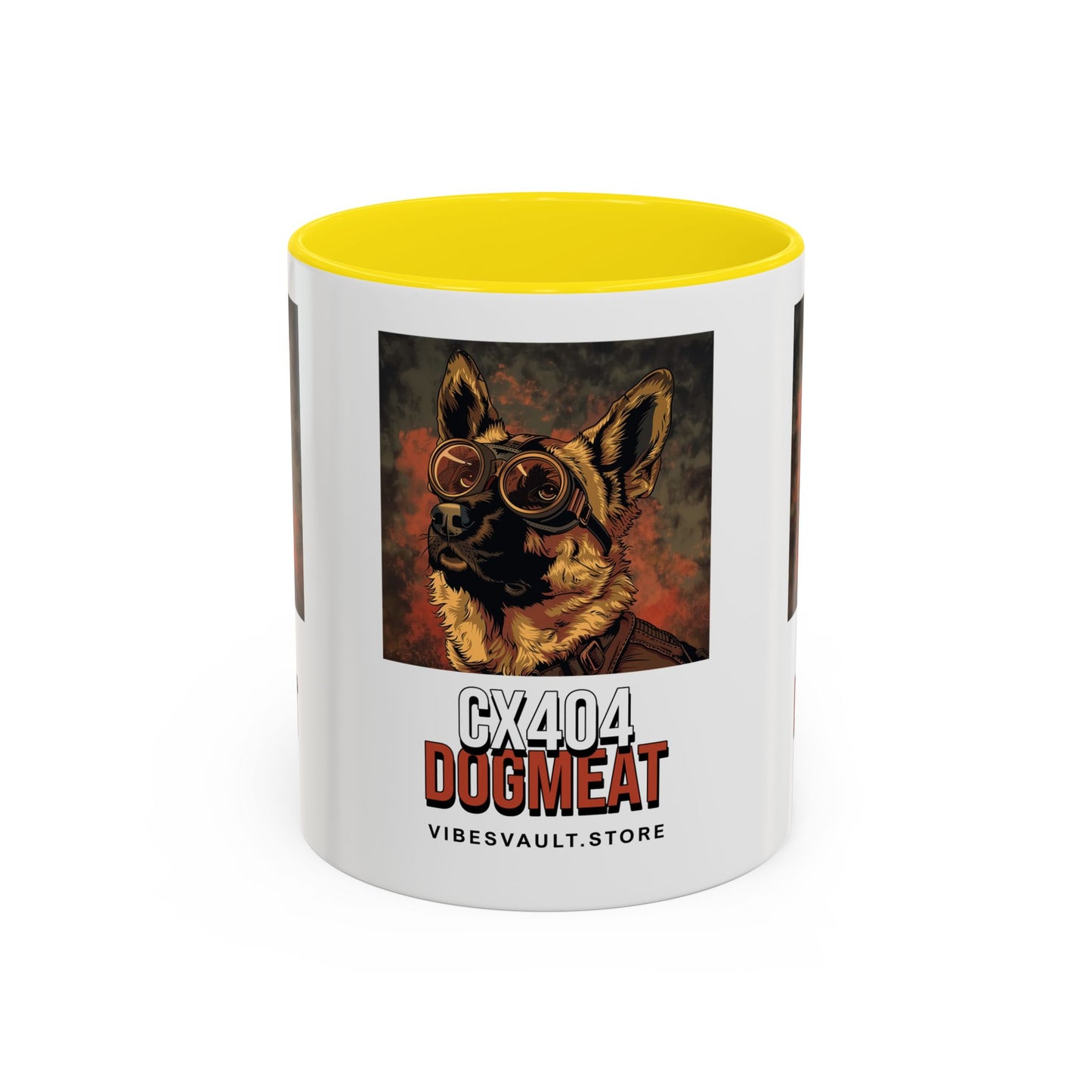 Dogmeat CX404 Accent Coffee Mug — Retro Pilot German Shepherd Gift (11/15oz)