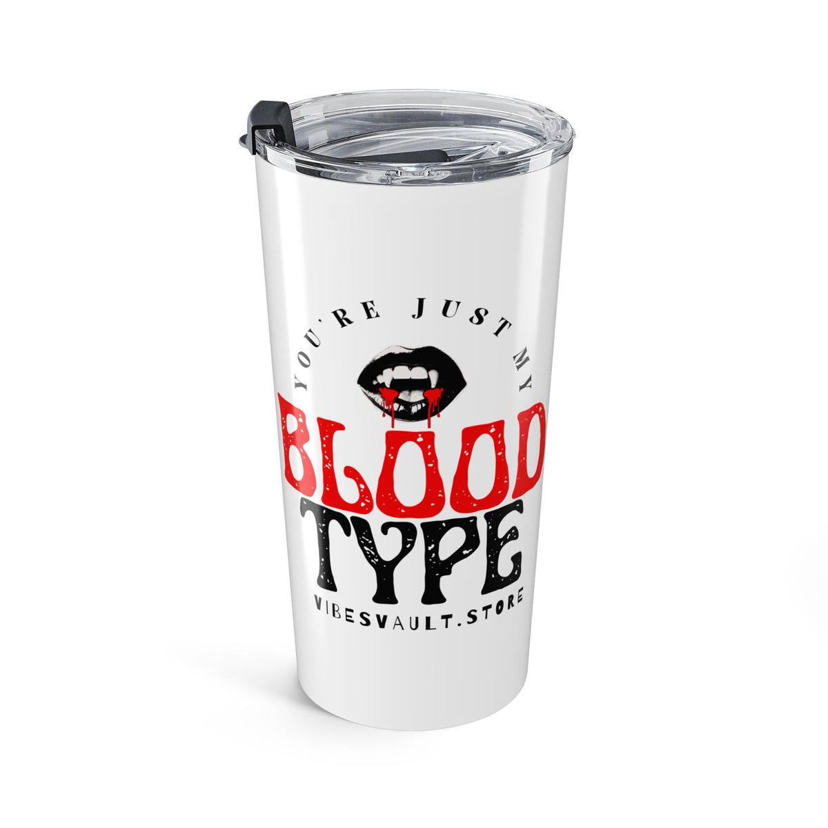 Vampire 20oz Stainless Steel Tumbler — "Blood Type" Graphic Travel Cup— Halloween 2026