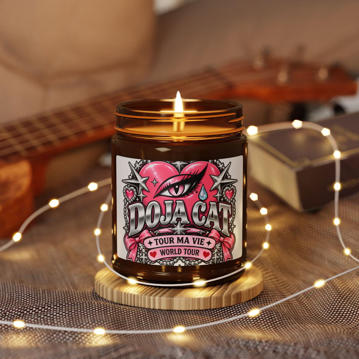Pink Heart Chrome Eye Amber Jar Soy Candle