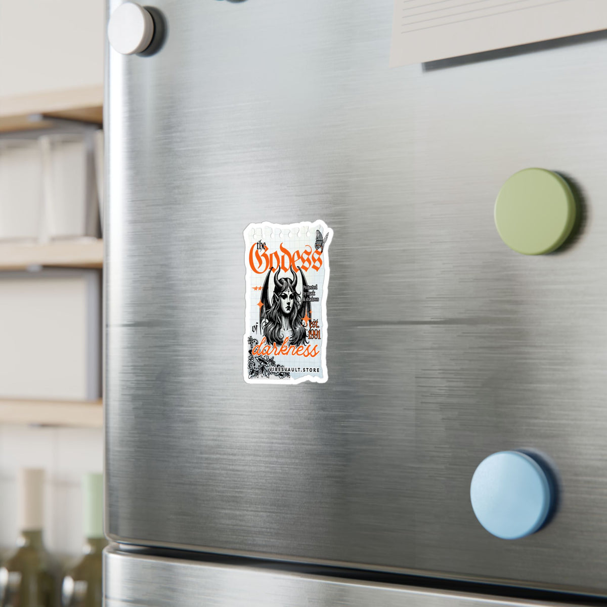 Goddess of Darkness Vinyl Sticker — Gothic Kiss-Cut Decal— Halloween 2026
