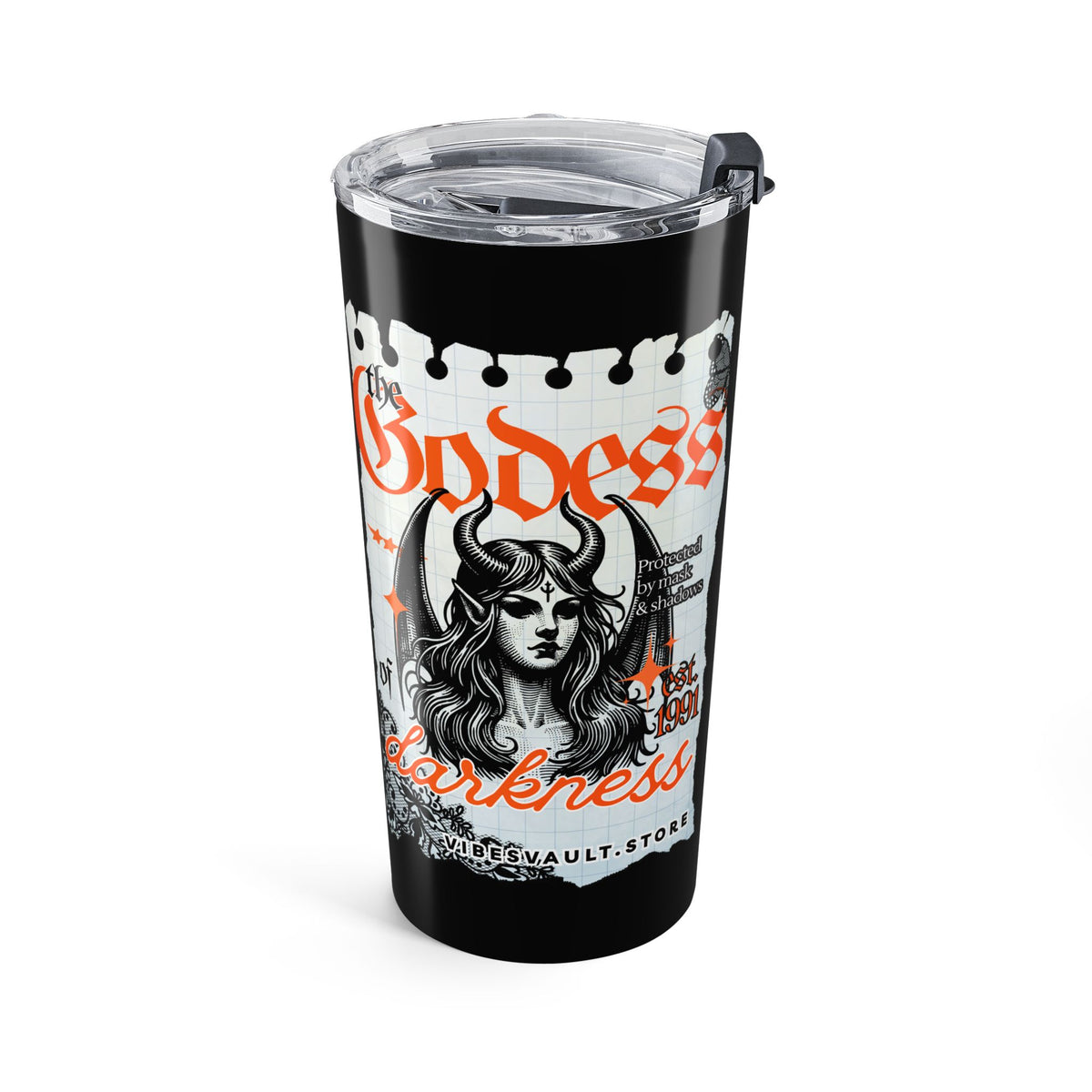 20oz Gothic Rock Travel Tumbler — Goddess Vintage Band Artwork— Halloween 2026