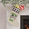 Kringle Minele Christmas Stocking — Retro Grinch Cartoon Holiday Stocking with Buffalo Check Cuff