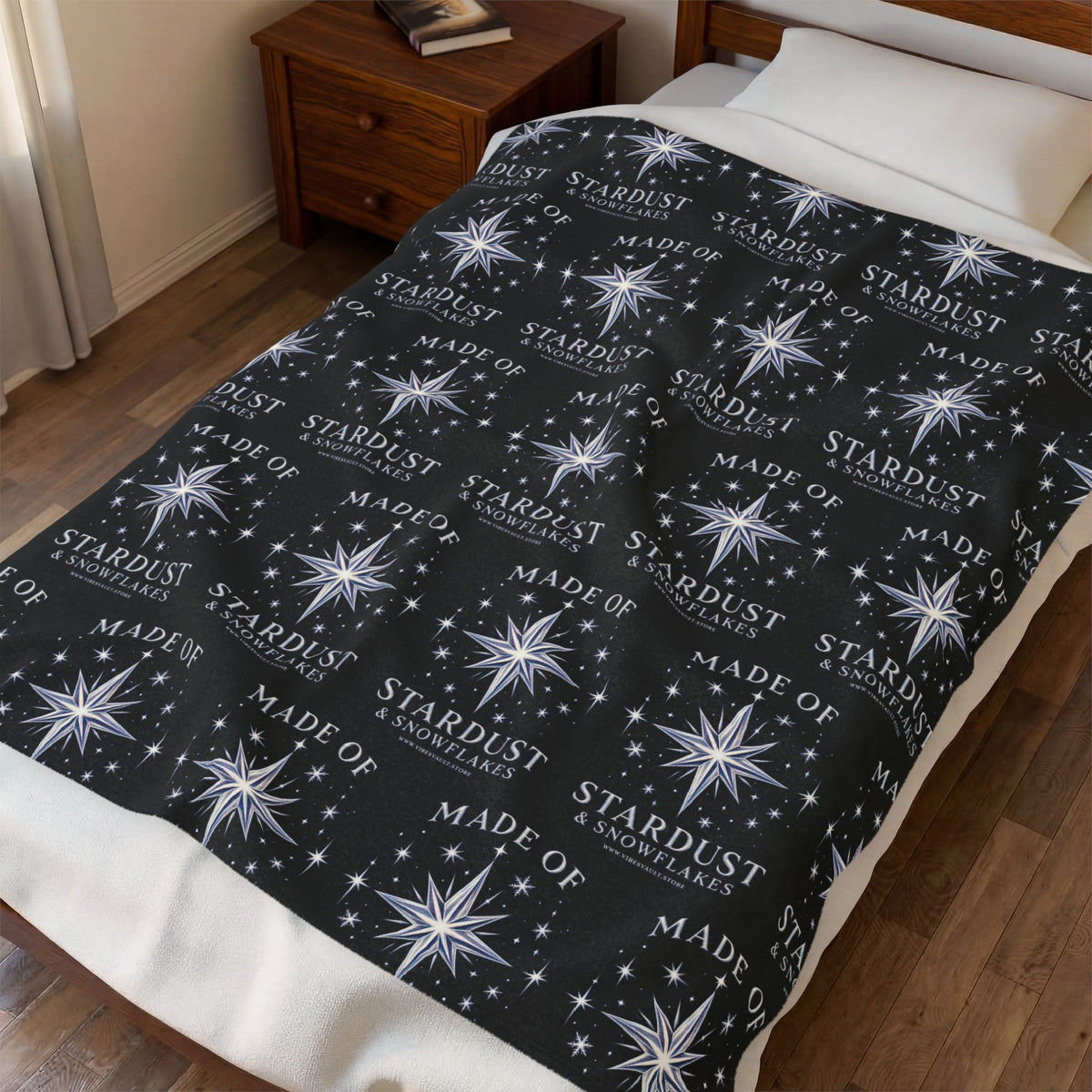 Stardust and Snowflakes Velveteen Plush Blanket