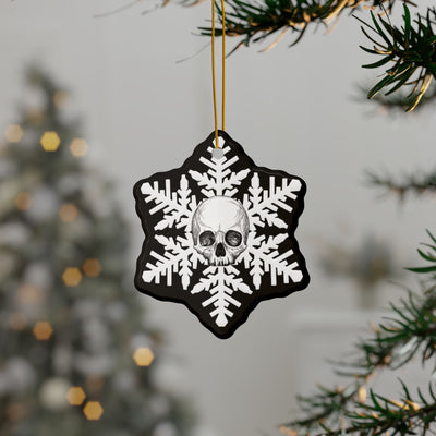 White Goth Skull Snowflake Christmas Ornament 1pc, 3pcs, 5pcs, or 10pcs