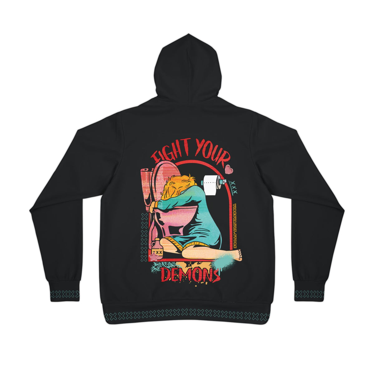 Hoodie — Fight Your Demons Retro Graphic Hooded Sweatshirt
