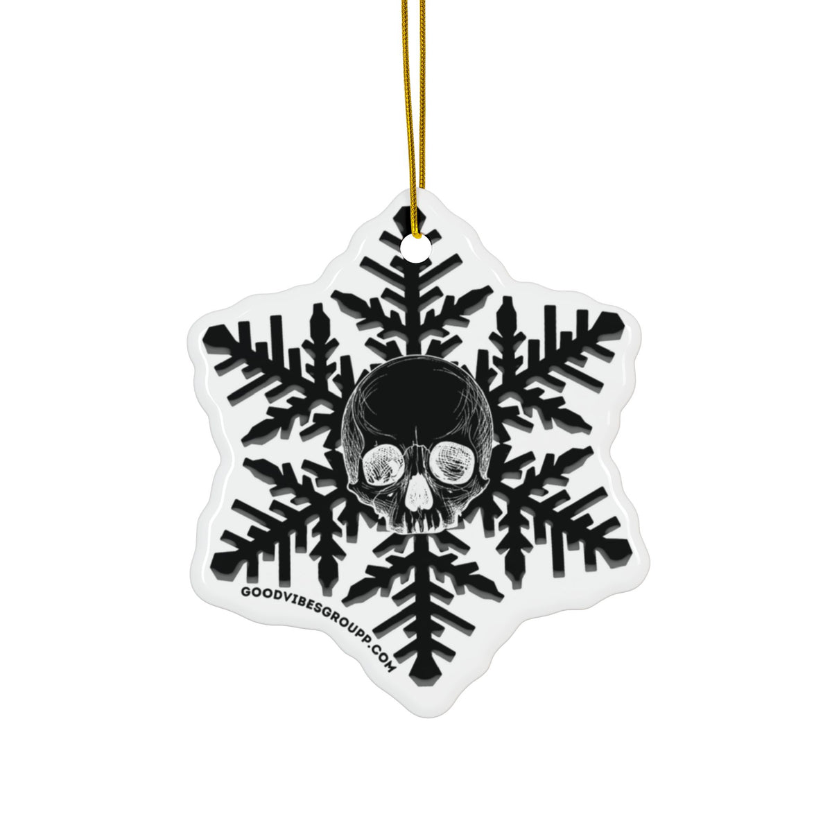 Black Goth Skull Snowflake Christmas Ornament 1pc, 3pcs, 5pcs, or 10pcs