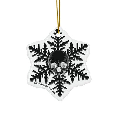 Black Goth Skull Snowflake Christmas Ornament 1pc, 3pcs, 5pcs, or 10pcs