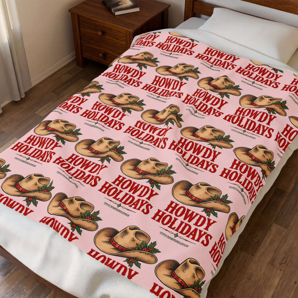 Howdy Holidays Cowboy Christmas Velveteen Plush Blanket