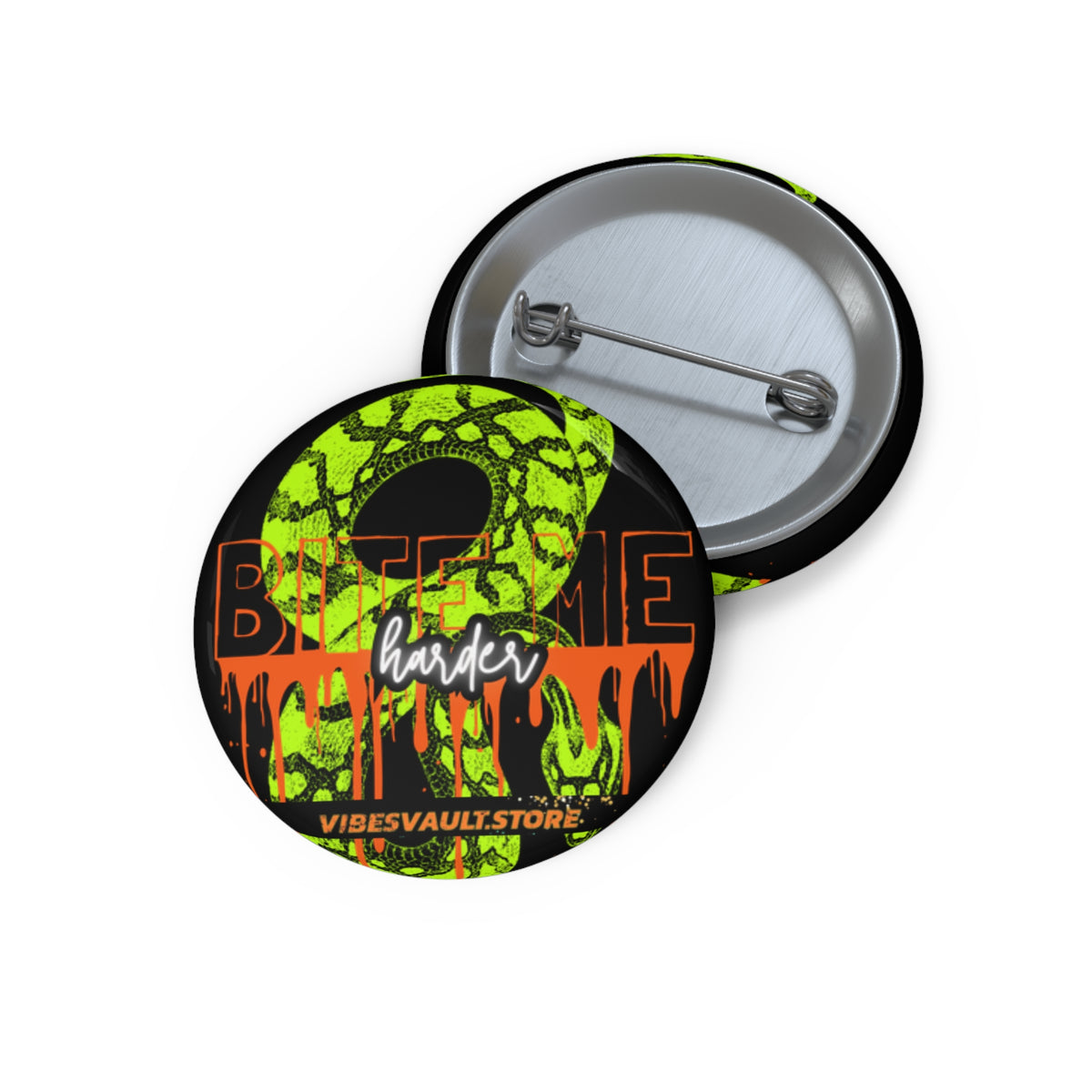 Snake Skin Pin - "Bite Me Harder" Green, Orange and Black - Fall Halloween 2026