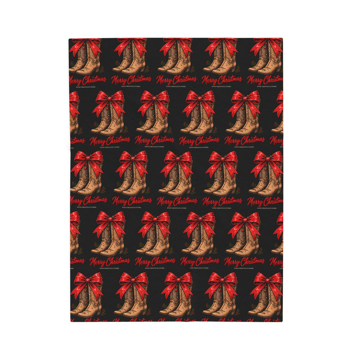 HOLIDAY Merry Christmas Boots Velveteen Plush Blanket