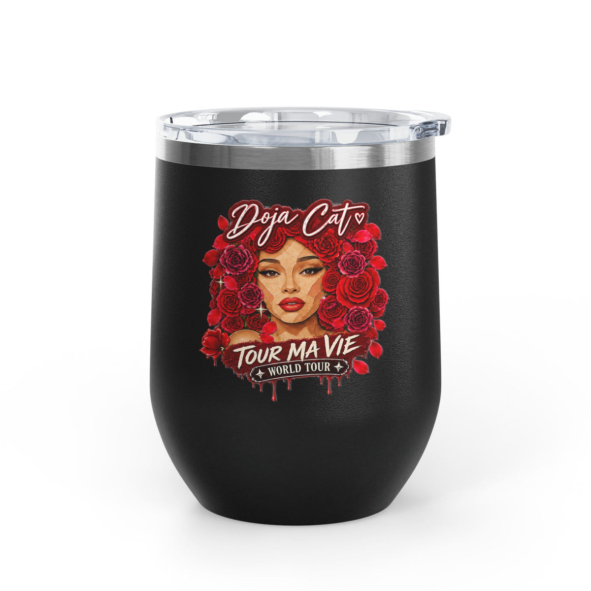 Rose Mosaic Portrait Wine Tumbler 12oz
