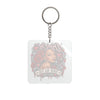 Red Roses Chrome Portrait Square Keychain