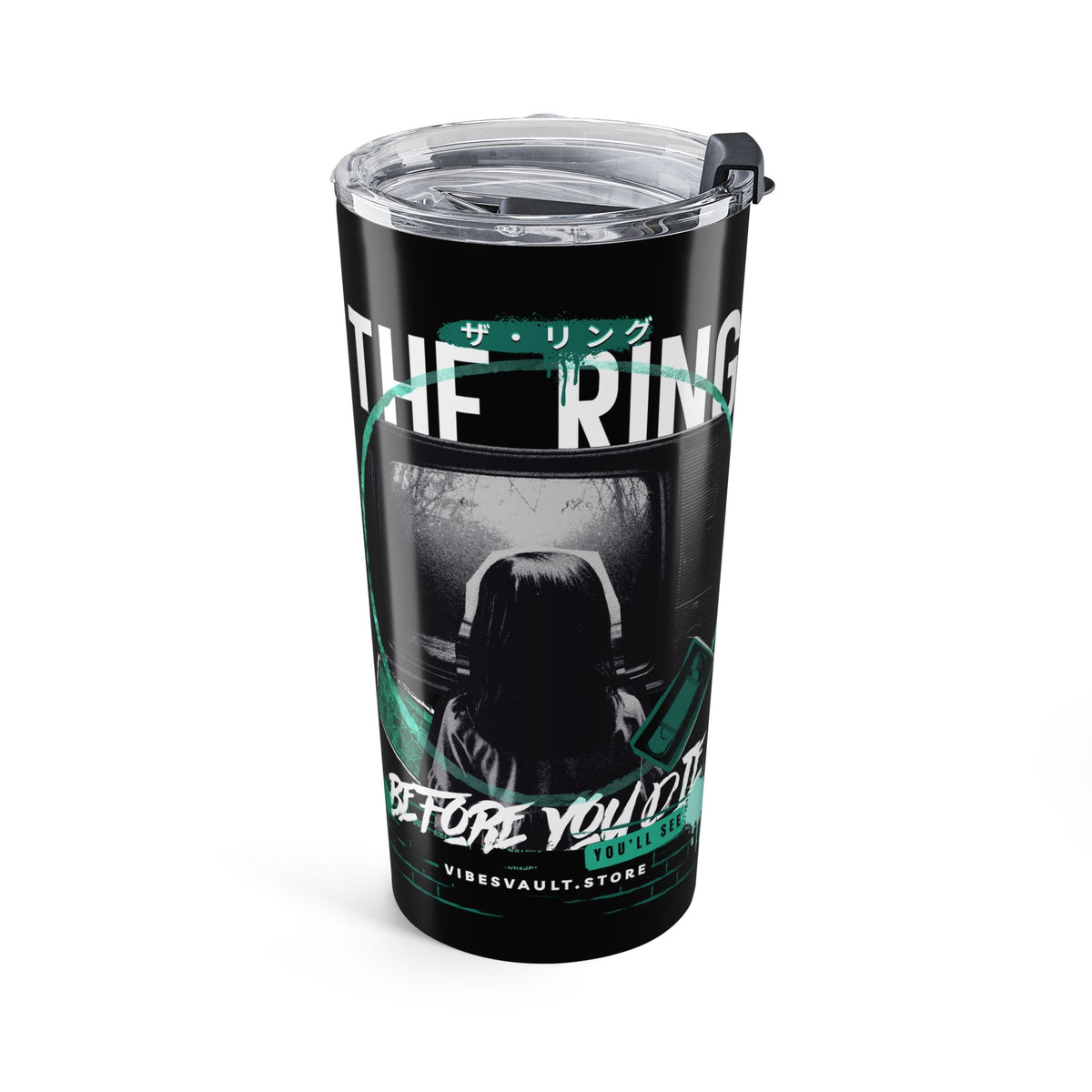 20oz Stainless Tumbler — 'The Ring' Media Movie Inspired Graphic— Halloween 2026