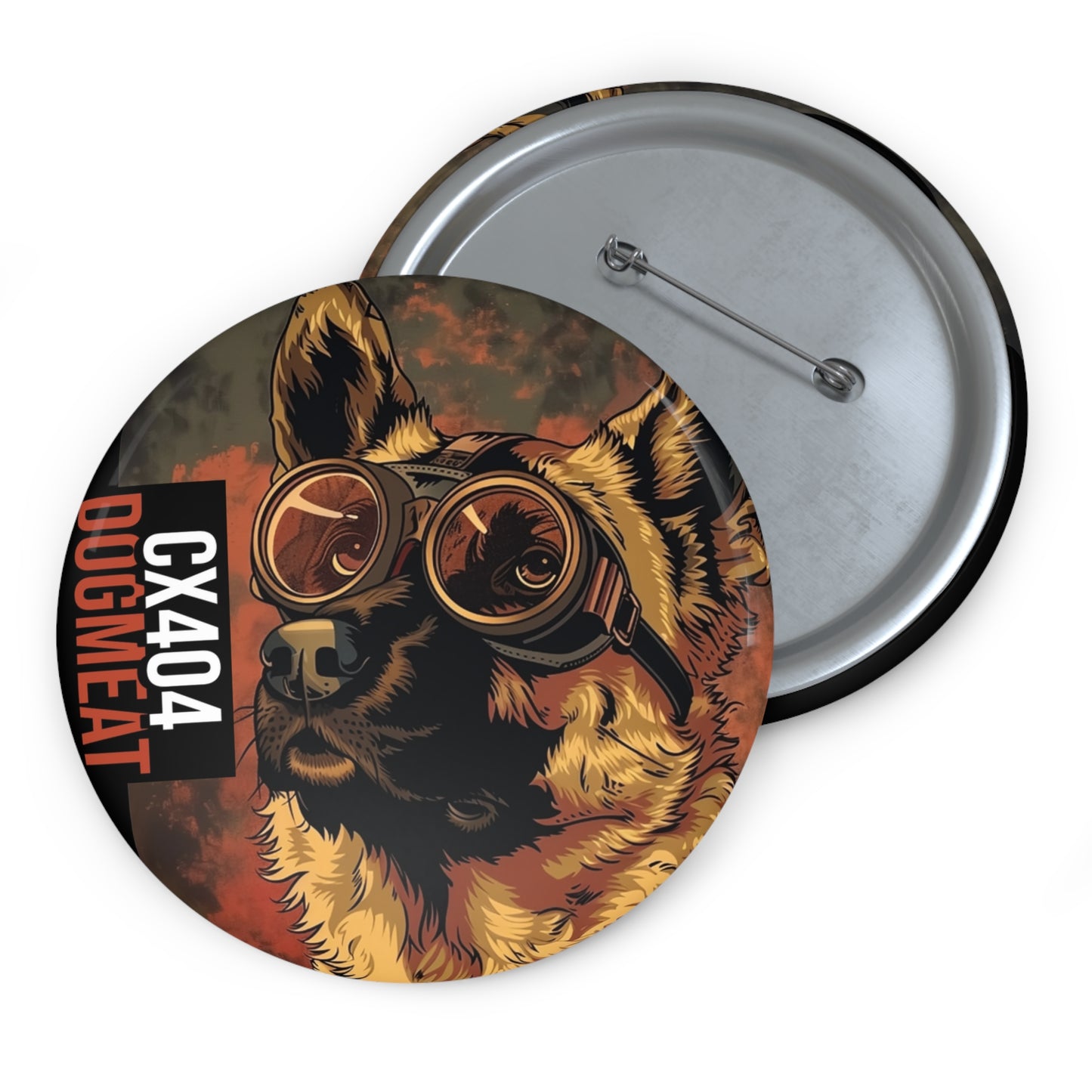 Dog Fallout Aviator Pin Button — 'CX404 Dugmeat' Vintage Goggles Badge