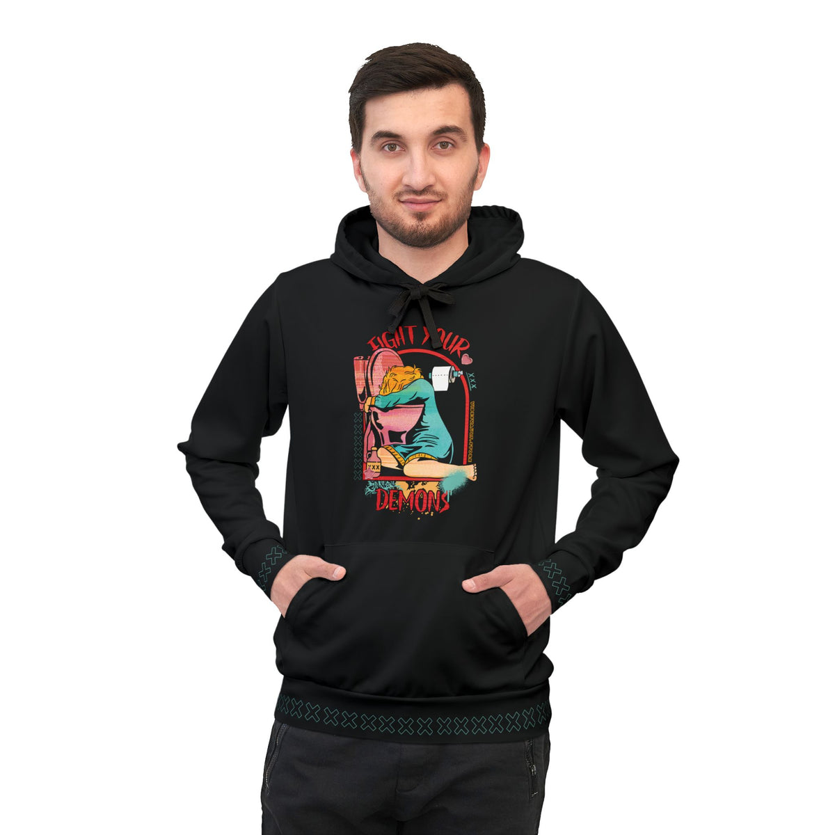 Hoodie — Fight Your Demons Retro Graphic Hooded Sweatshirt