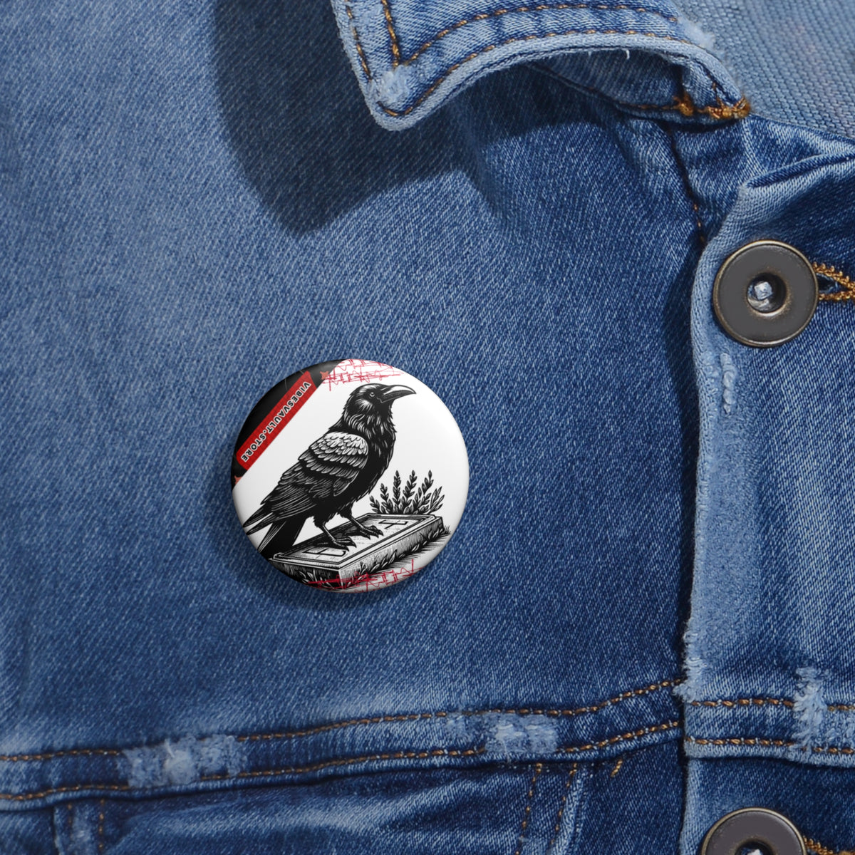 Raven Book Pin- Scary Button Badge - Fall Halloween 2026