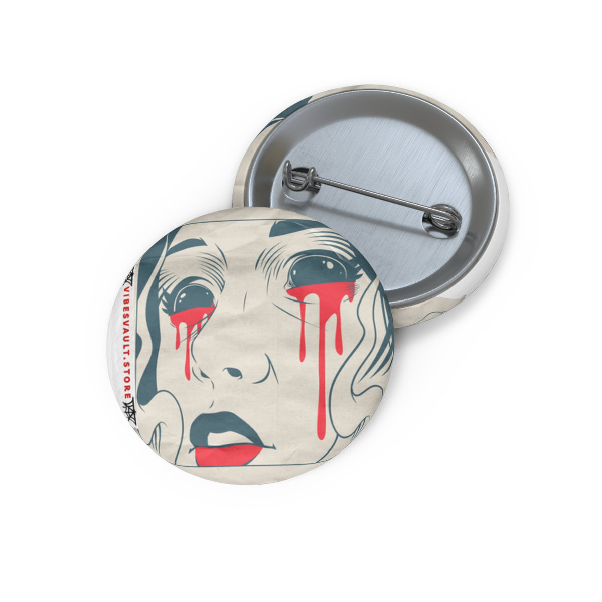 Scary Face Magic Tears Button Badge - Fall Halloween 2026