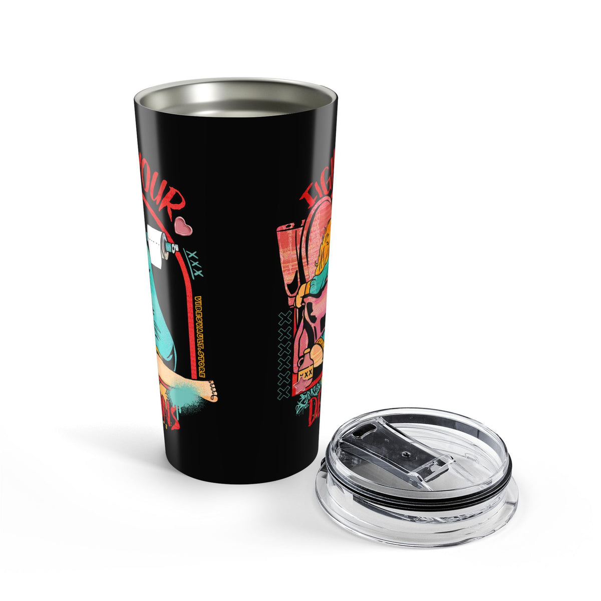20oz Fight Your Demons Tumbler – Halloween Alcohol Cheers Travel Cup— Halloween 2026