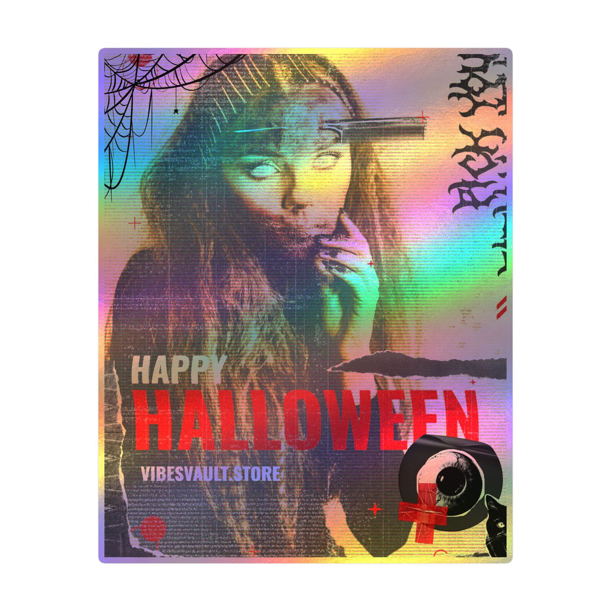 Halloween Kiss-Cut Vinyl Decal — "Happy Halloween" Horror Collage Sticker— Halloween 2026