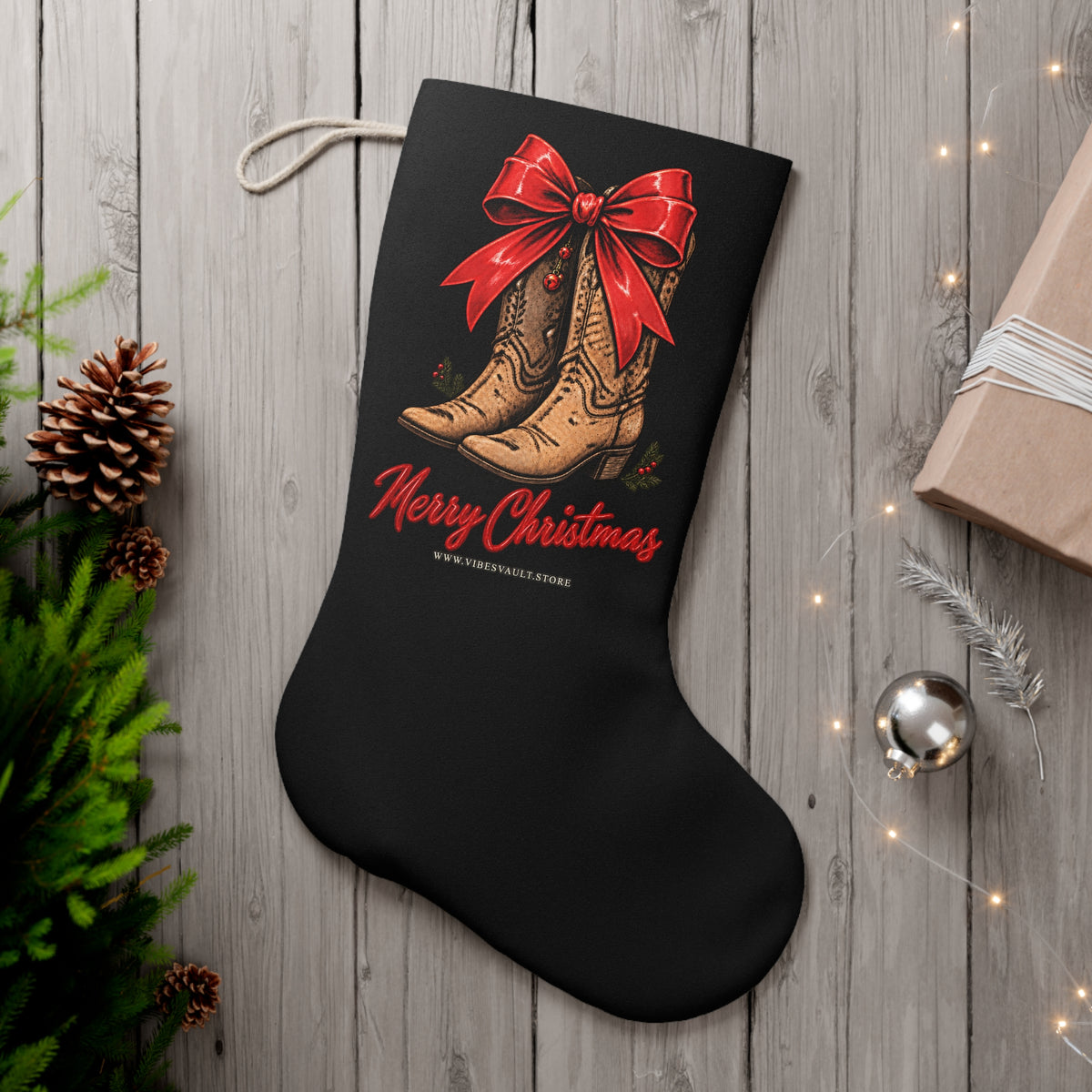 Merry Christmas Cowboy Boot Stocking