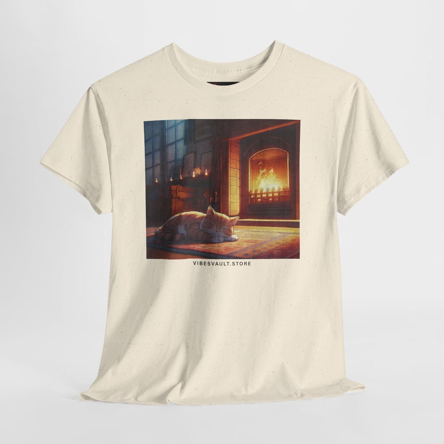 Cozy Fireplace Cat T‑Shirt