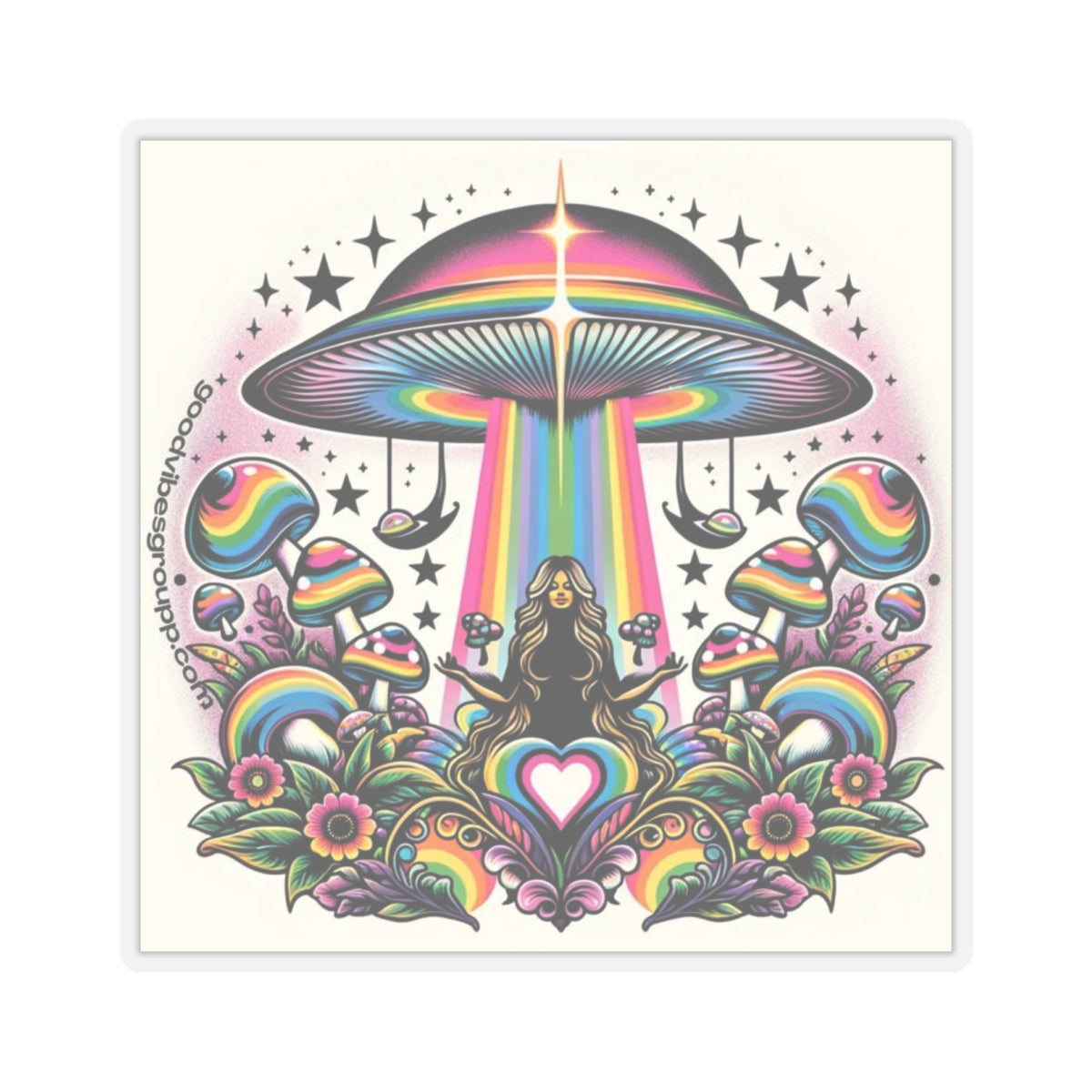 Rainbow UFO Sticker