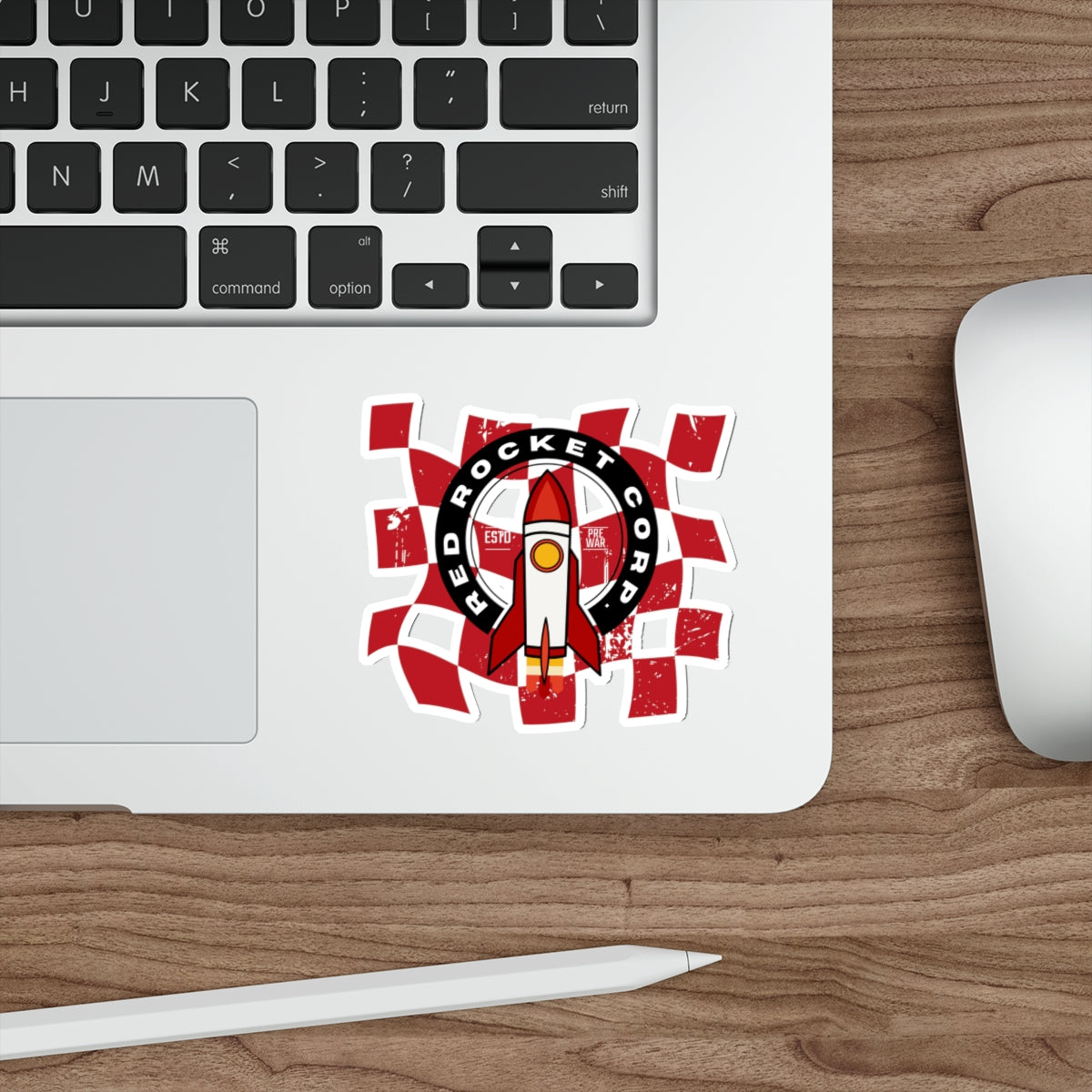 Red Rocket Corp. Fallout Die-Cut Sticker — Retro Rocket Logo Sticker for Laptops, Water Bottles & Gear