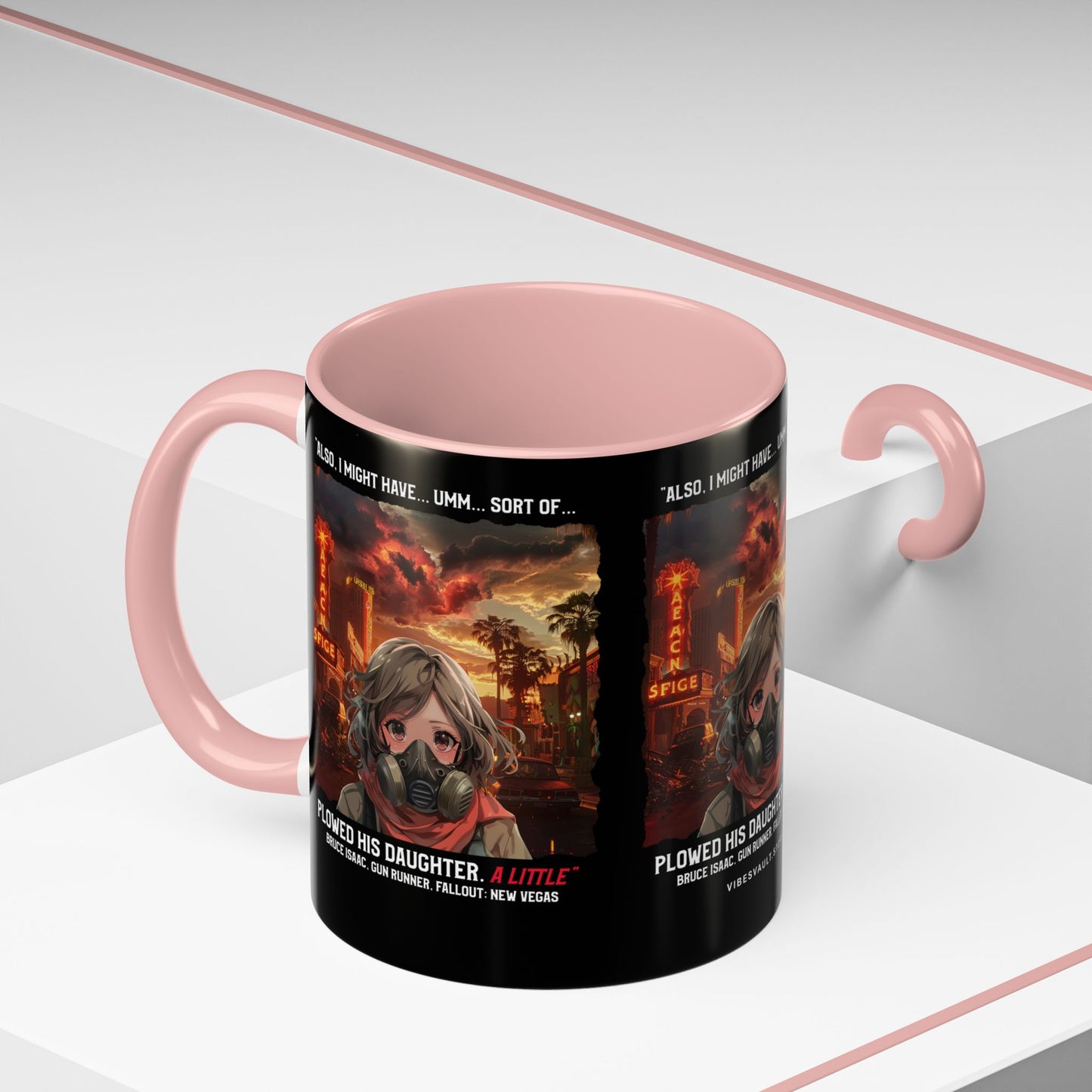 Post-Apocalyptic Anime Coffee Mug — 'Also, I Might Have...Umm...Sort Of' Gas Mask Girl