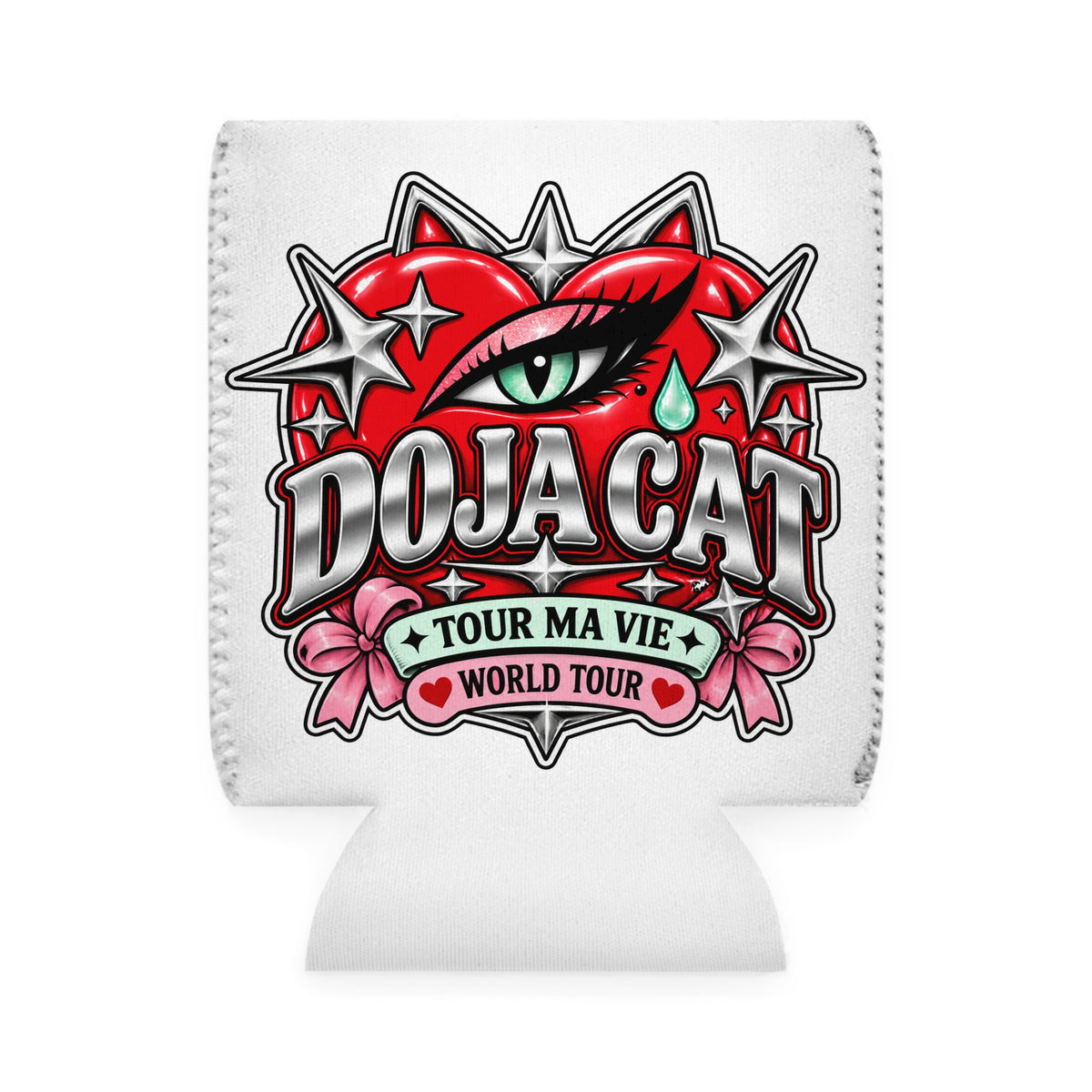 Red Heart Chrome Eye Can Cooler Sleeve