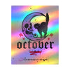 October Vibes Kiss-Cut Vinyl Decal — Halloween Moon Cat Skull Sticker