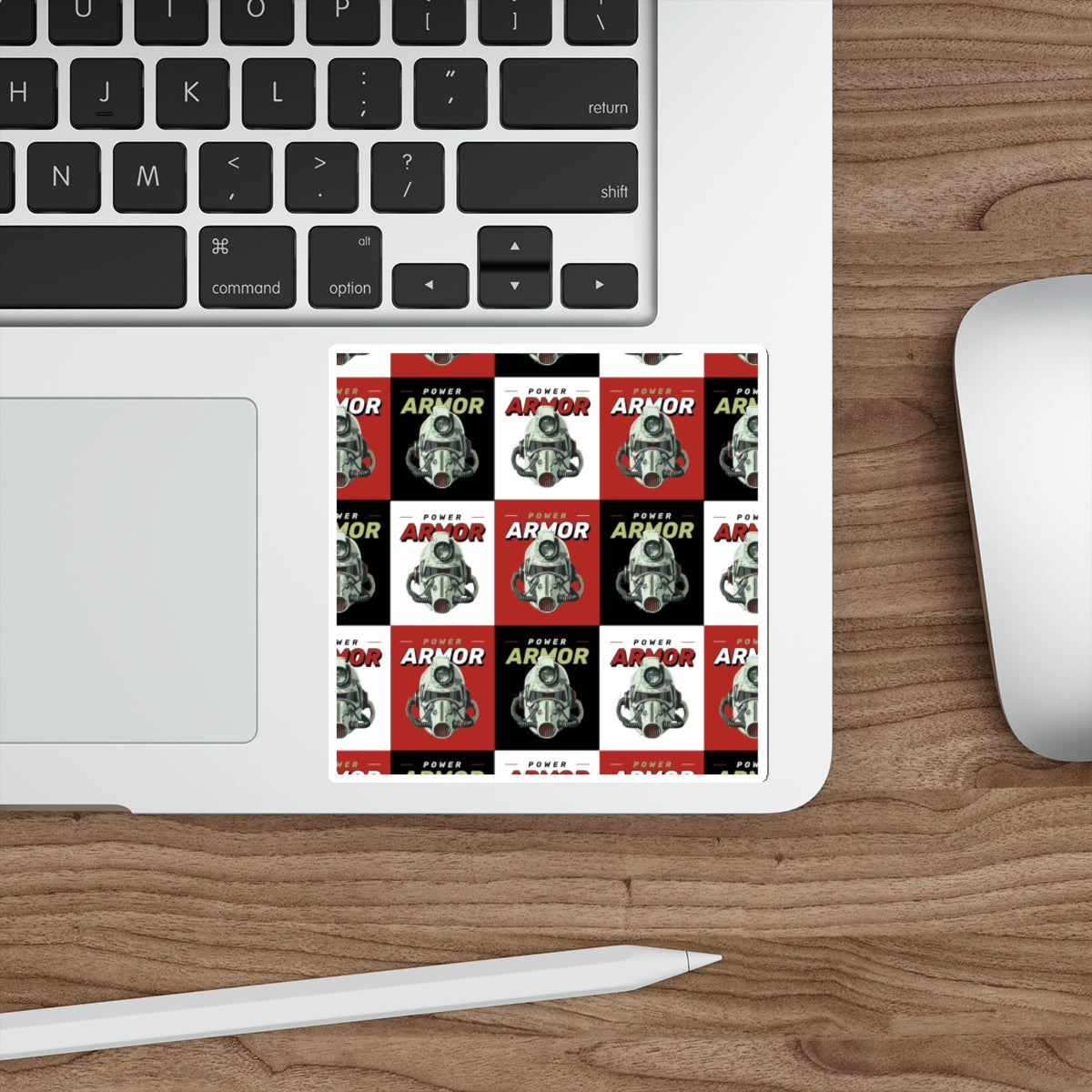 Power Armor Fallout Retro Robot Die-Cut Stickers — Vintage Sci‑Fi Helmet Pattern