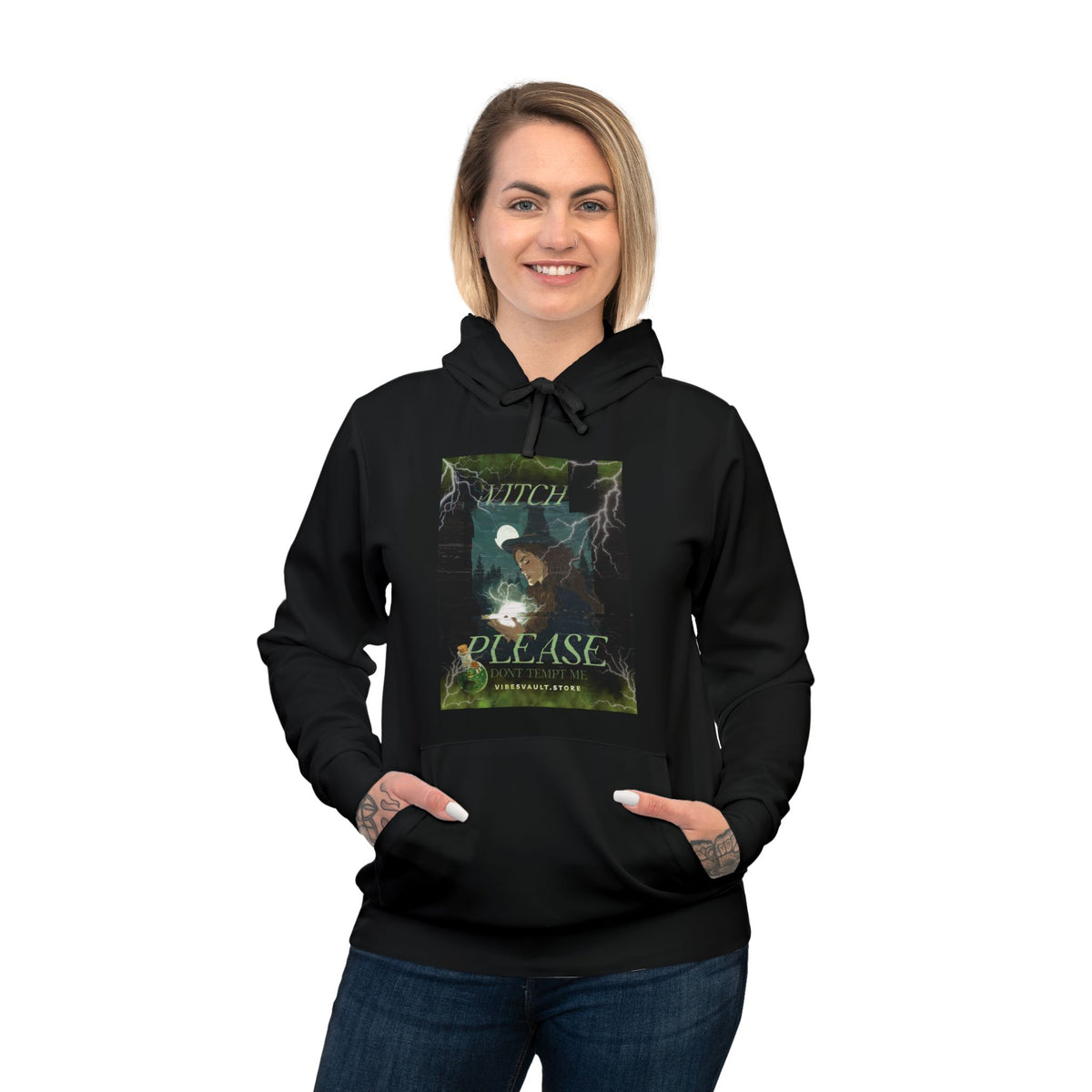 Witch Please Hoodie — Gothic Moon Witchcraft Graphic Athletic Hoodie