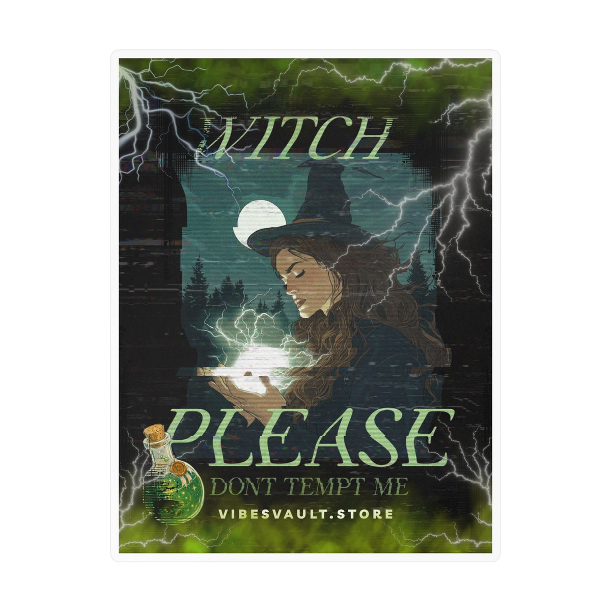 Witch Please Vinyl Sticker — 'Don't Tempt Me' Mystic Kiss-Cut Decal— Halloween 2026