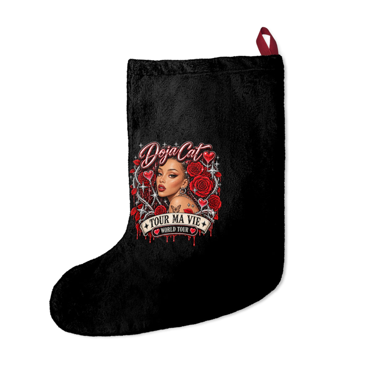 Red Roses Chrome Portrait Christmas Stockings