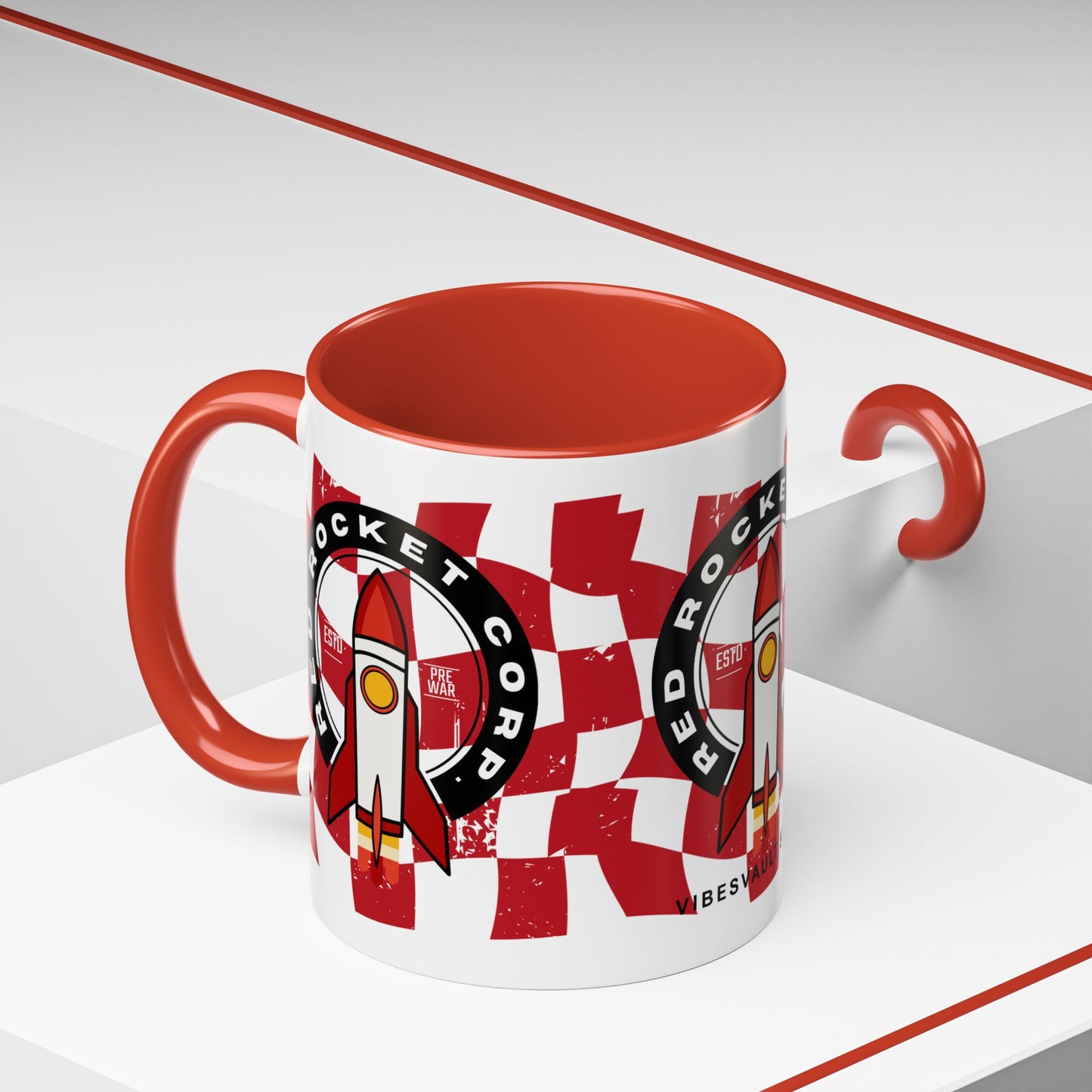 Coffee Mug — Red Rocket Corp Retro Rocket Logo Accent Mug (11/15oz)