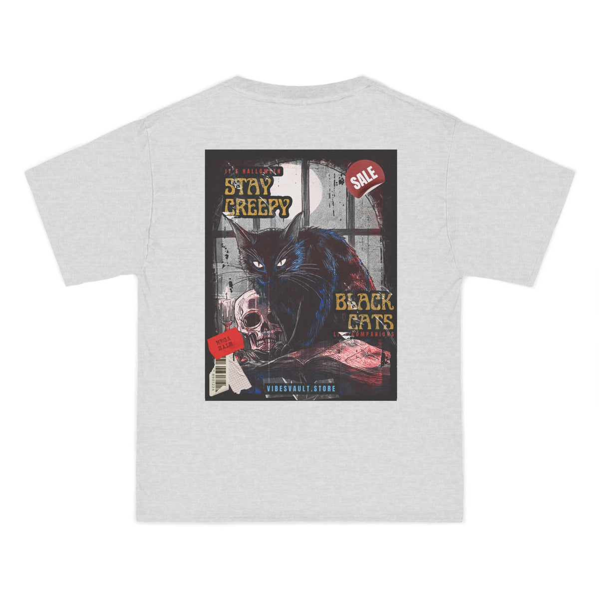 Black Cat "Stay Creepy"- T-shirt Top - Retro Graphic Tee - Fall Halloween 2026