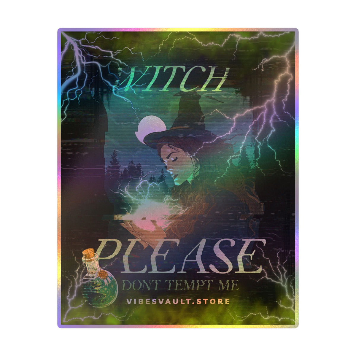 Witch Please Vinyl Sticker — 'Don't Tempt Me' Mystic Kiss-Cut Decal— Halloween 2026