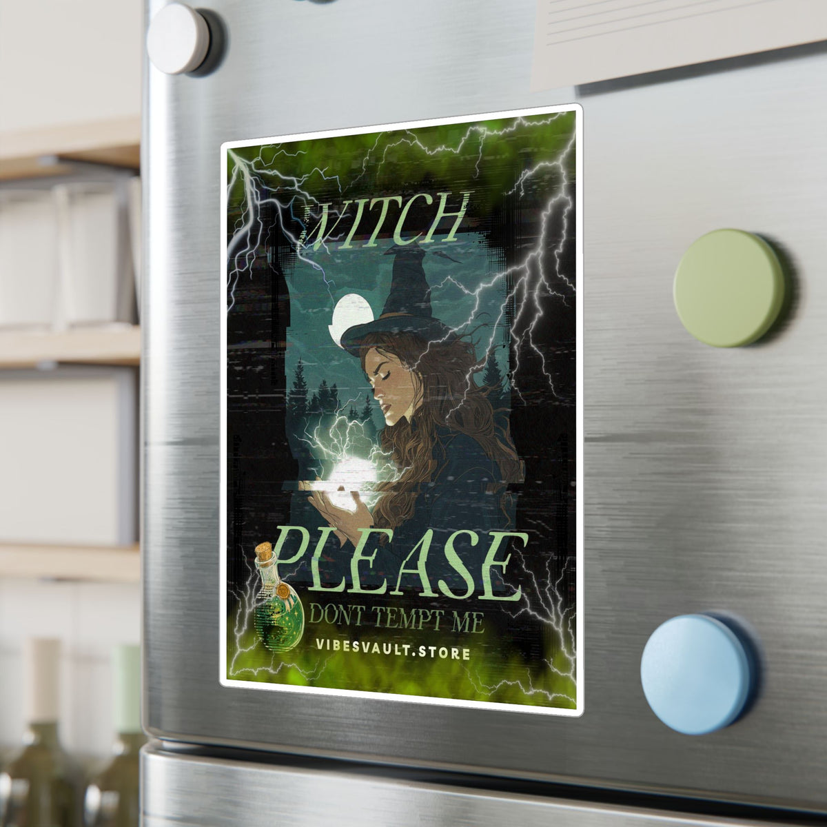 Witch Please Vinyl Sticker — 'Don't Tempt Me' Mystic Kiss-Cut Decal— Halloween 2026