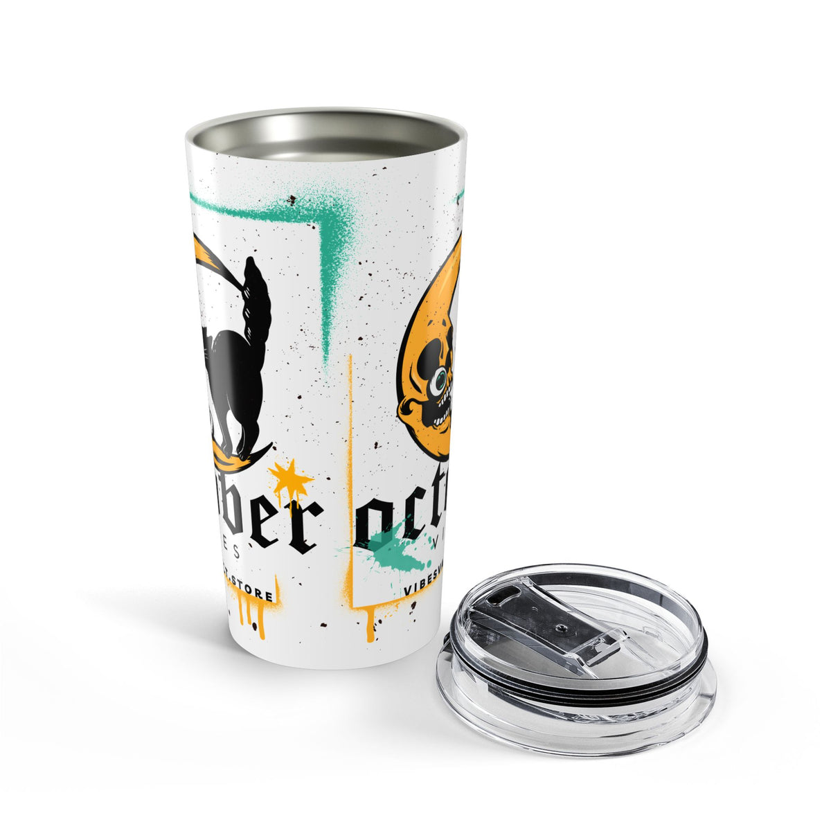 20oz Halloween Black Cat & Moon Tumbler — Spooky Retro Travel Mug— Halloween 2026