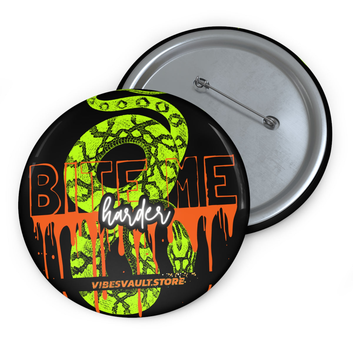 Snake Skin Pin - "Bite Me Harder" Green, Orange and Black - Fall Halloween 2026