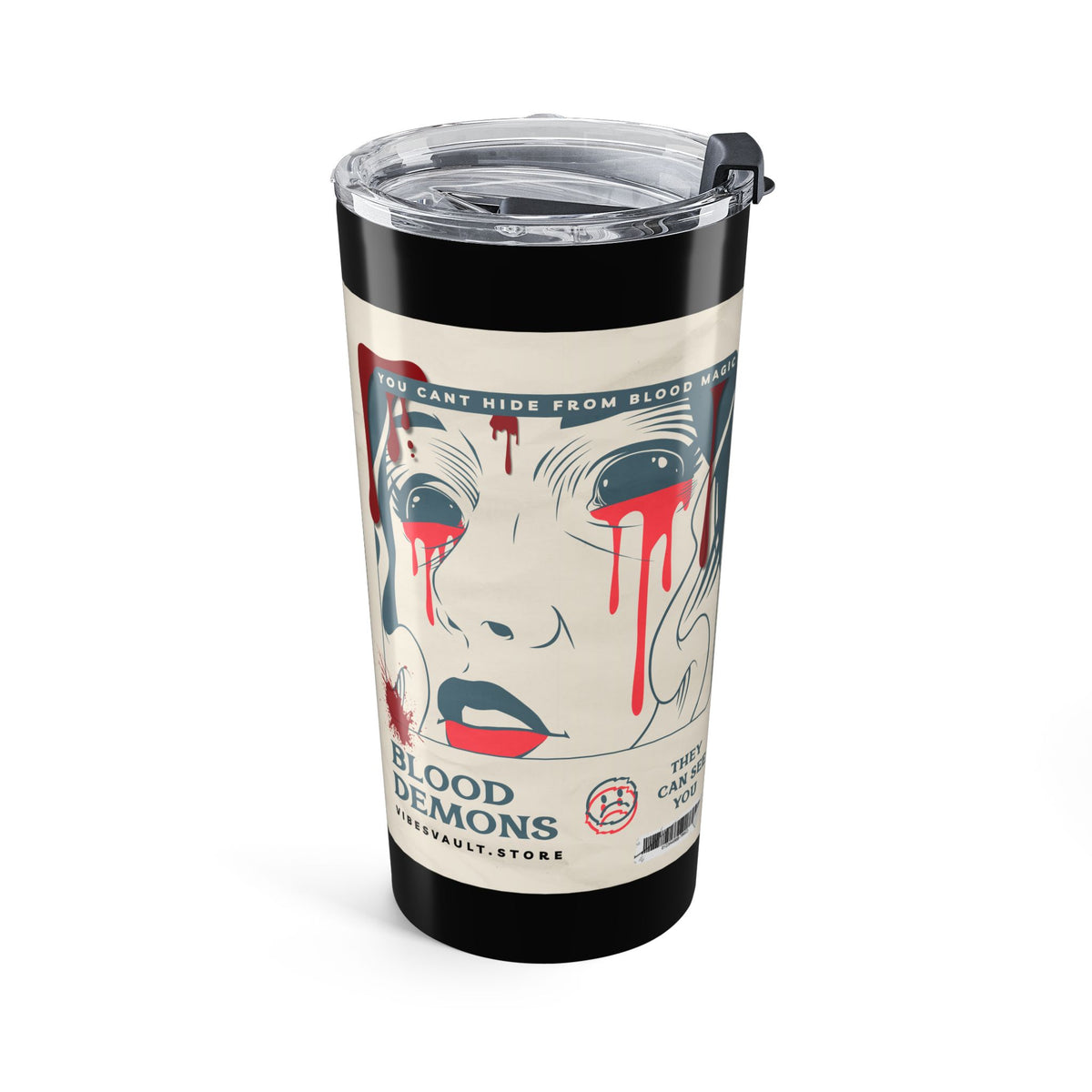 20oz Horror Poster Tumbler — “Blood Demon” Retro Vampire Travel Cup— Halloween 2026