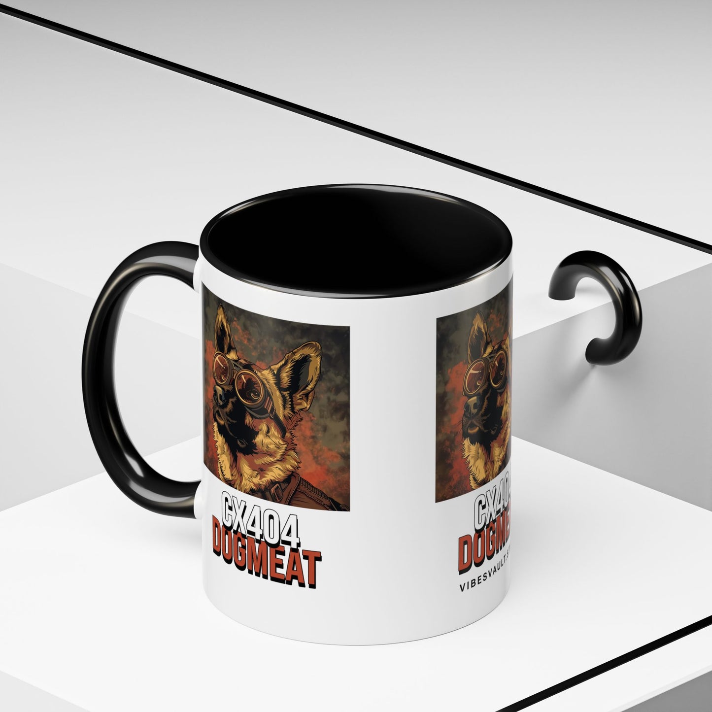 Dogmeat CX404 Accent Coffee Mug — Retro Pilot German Shepherd Gift (11/15oz)