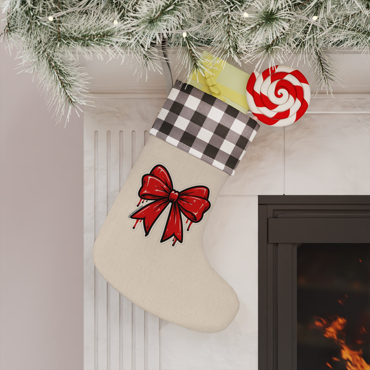 HOLIDAY Red Bow Christmas Stocking