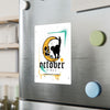 October Vibes Kiss-Cut Vinyl Sticker — Gothic Moon Cat Fall Decal— Halloween 2026