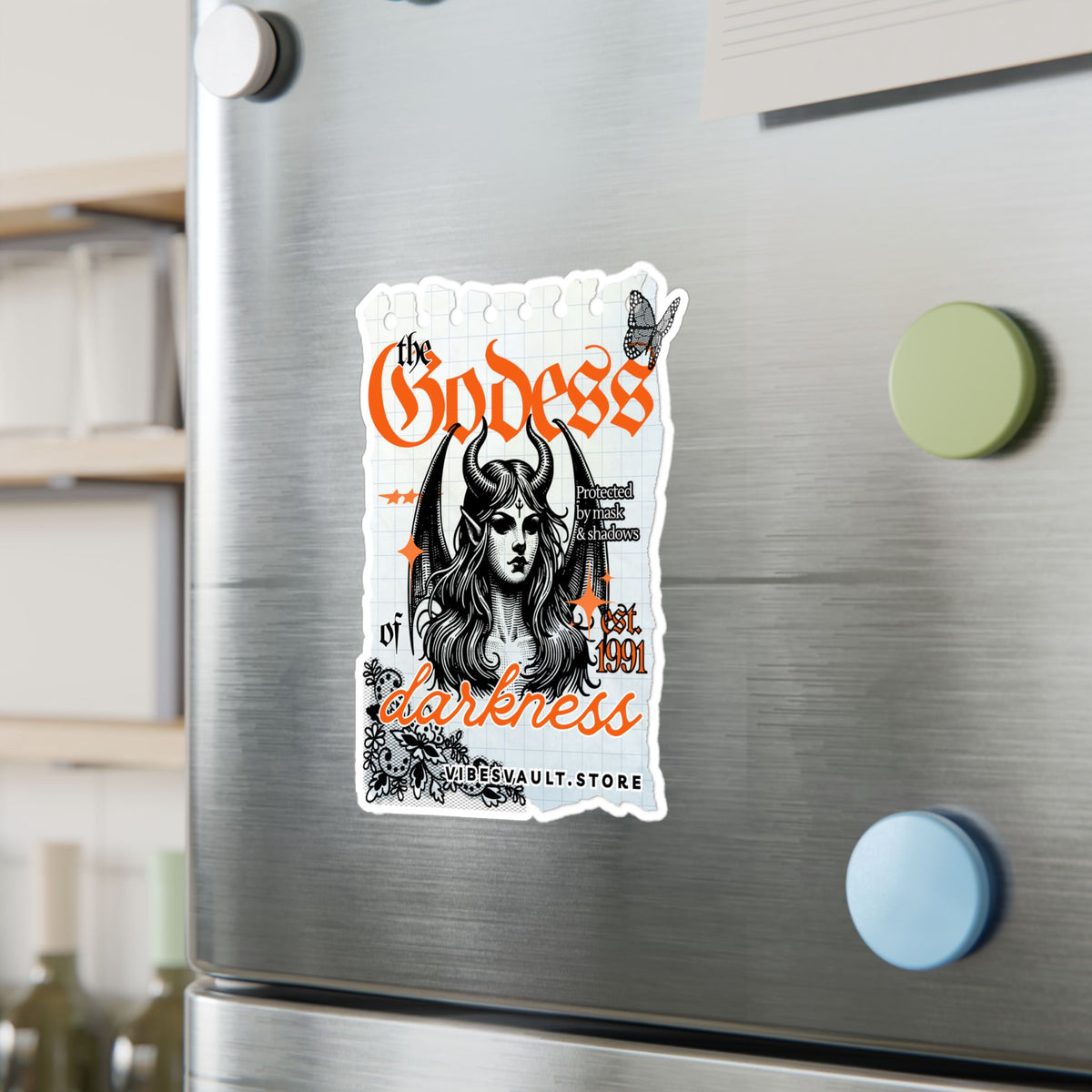 Goddess of Darkness Vinyl Sticker — Gothic Kiss-Cut Decal— Halloween 2026