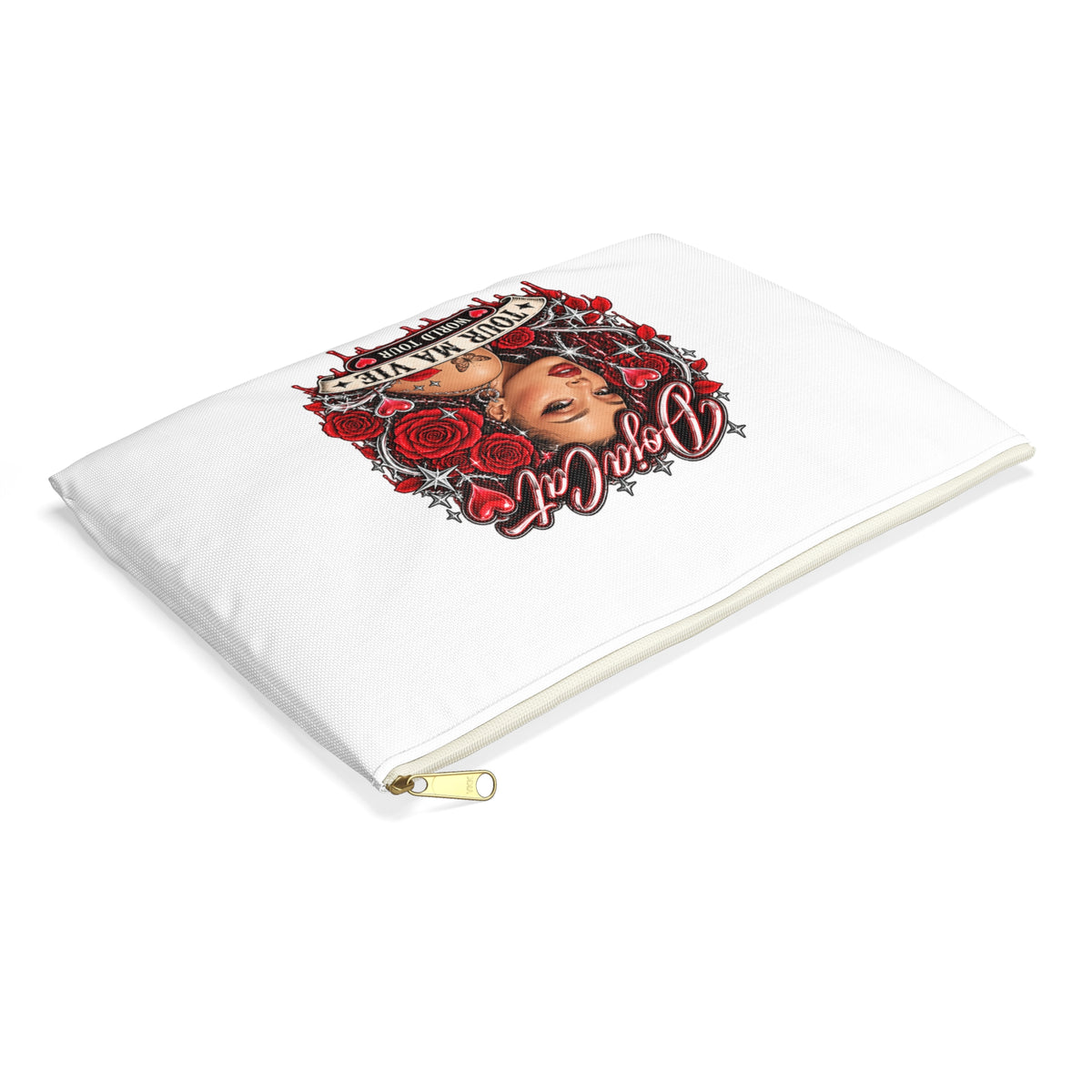 Red Roses Chrome Portrait Accessory Pouch