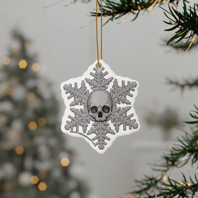 Gray Goth Skull Snowflake Christmas Ornament 1pc, 3pcs, 5pcs, or 10pcs