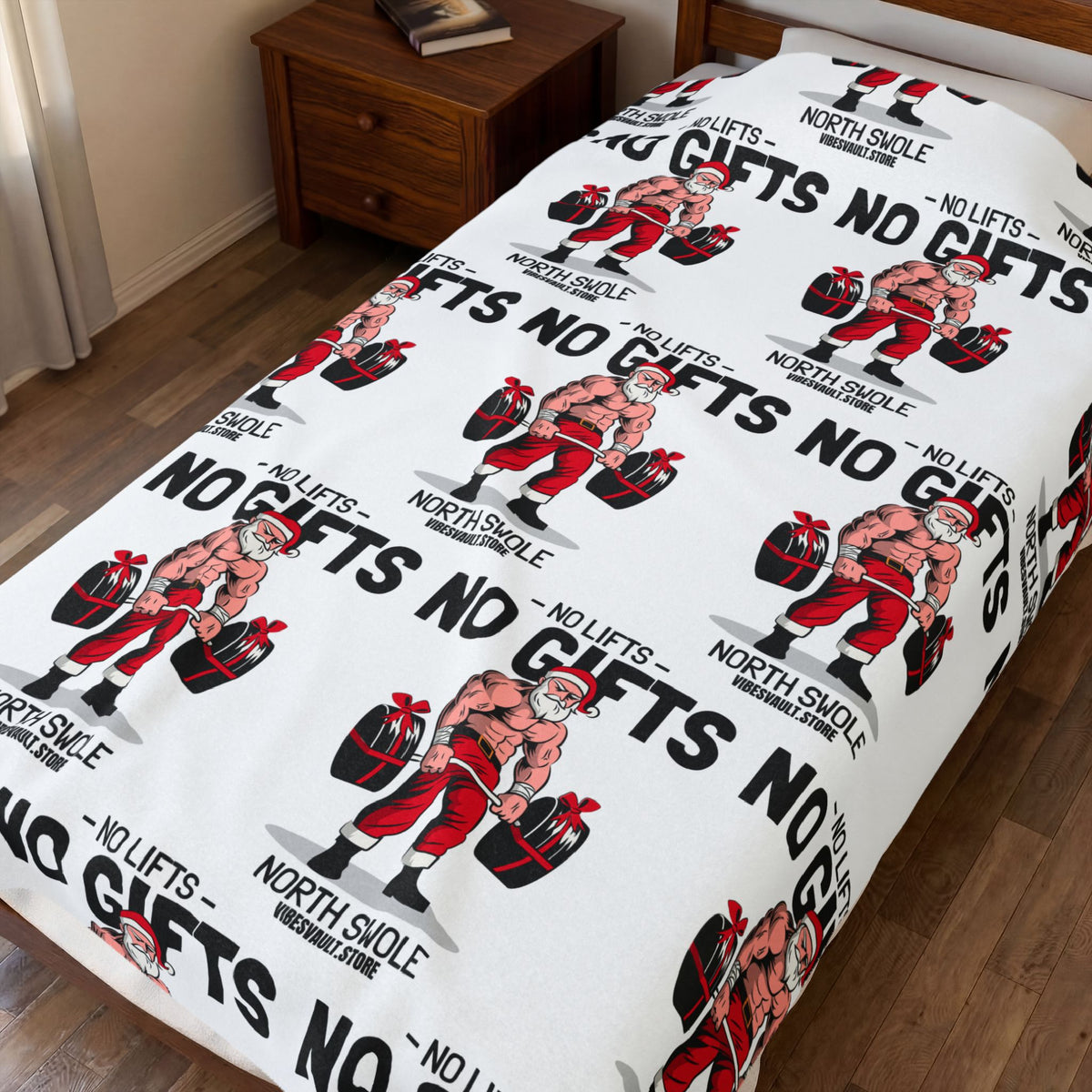 No Lifts No Gifts Santa Velveteen Plush Blanket