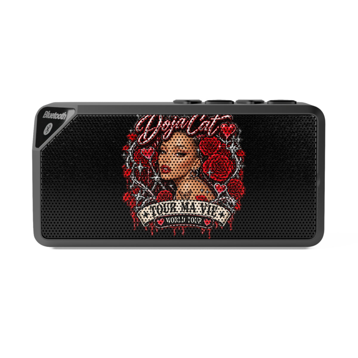 Red Roses Chrome Portrait Jabba Bluetooth Speaker